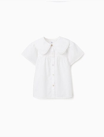 Maglietta in popeline a manica corta con maxi Collo