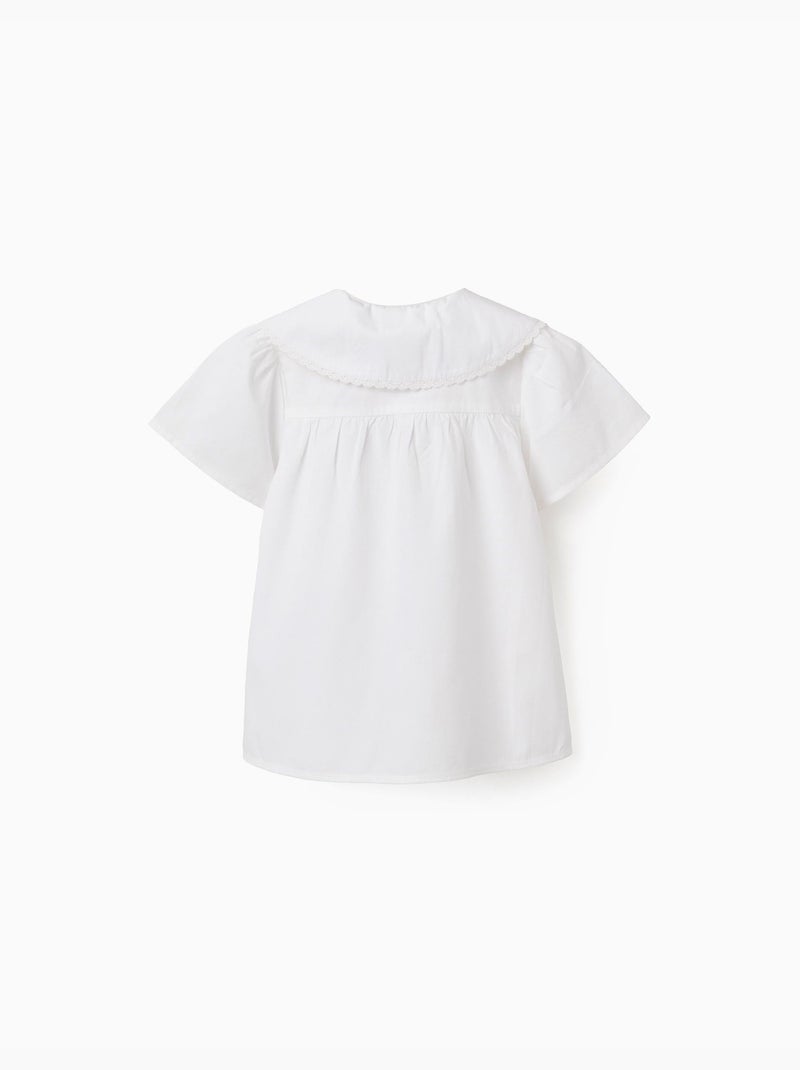 Maglietta in popeline a manica corta con maxi Collo Bianco - Kiabi