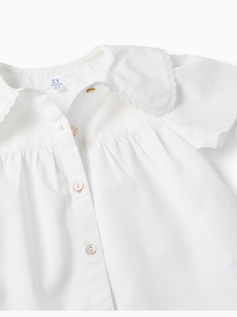 Maglietta in popeline a manica corta con maxi Collo Bianco - Kiabi