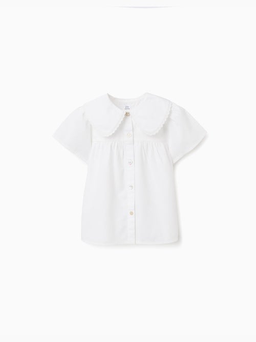 Maglietta in popeline a manica corta con maxi Collo - Kiabi