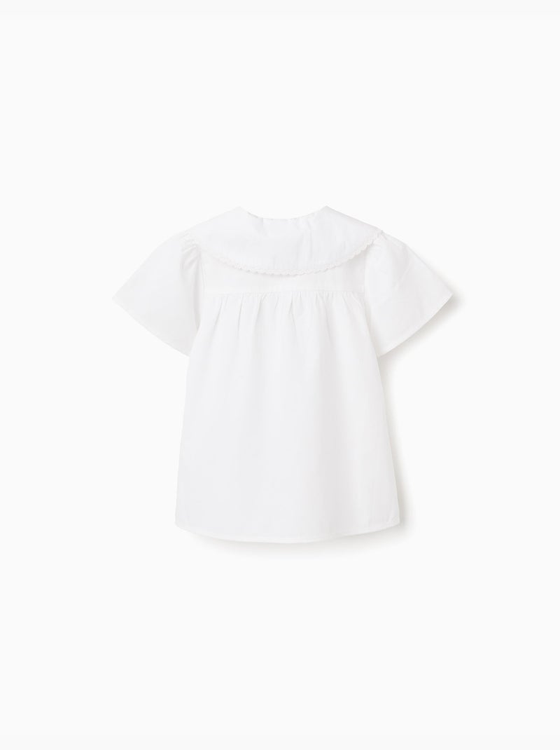 Maglietta in popeline a manica corta con maxi Collo Bianco - Kiabi