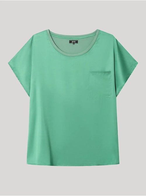 Maglietta in tessuto satin in toni di lampone o verde smeraldo - Kiabi