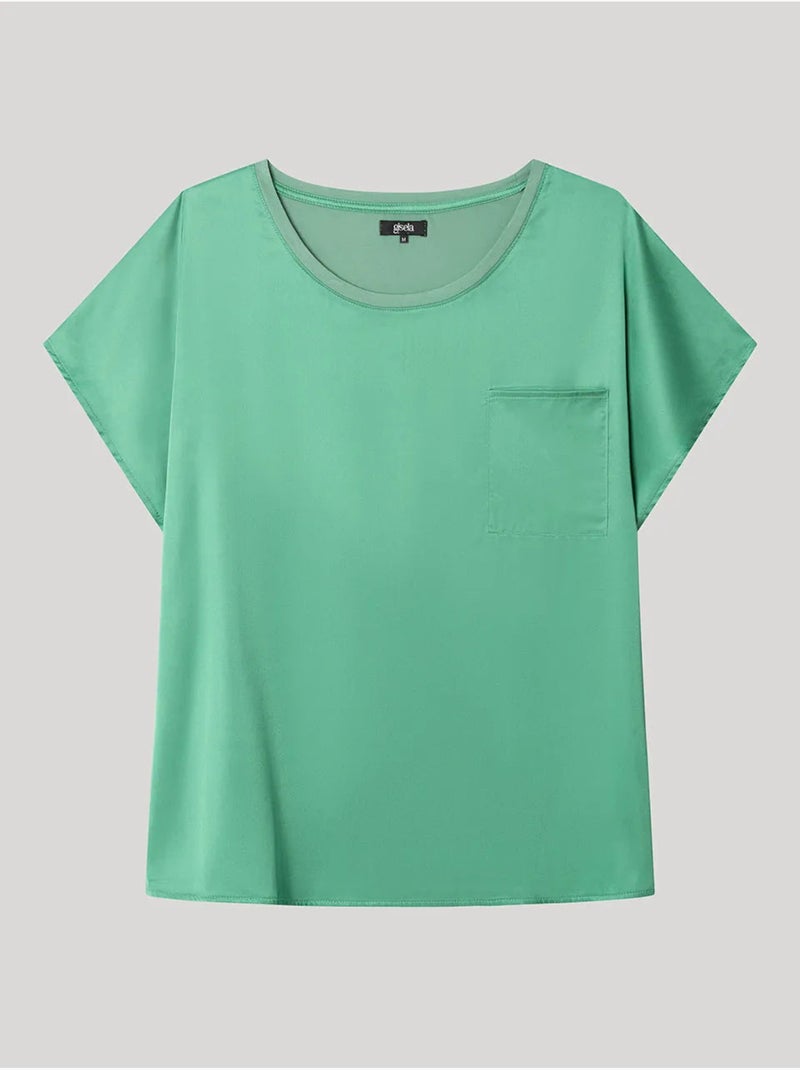 Maglietta in tessuto satin in toni di lampone o verde smeraldo Blu Verde - Kiabi