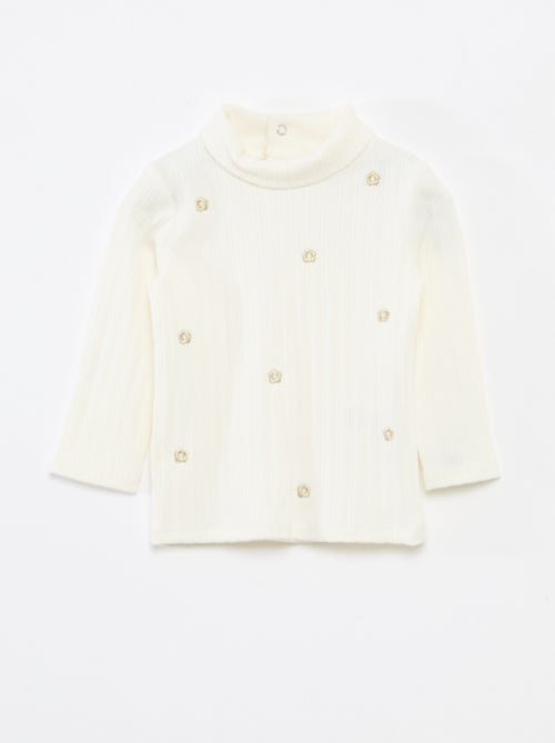 Maglietta intima a costine con fiori fantasia in cotone - Kiabi