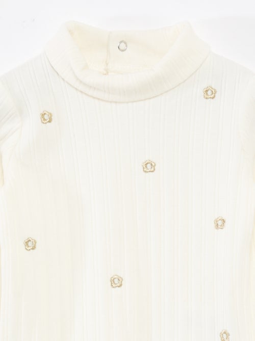 Maglietta intima a costine con fiori fantasia in cotone - Kiabi