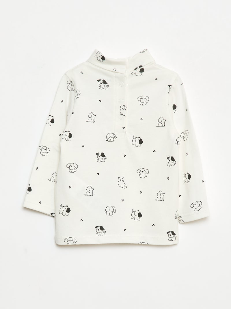 Maglietta intima con collo alto e motivo Bianco - Kiabi