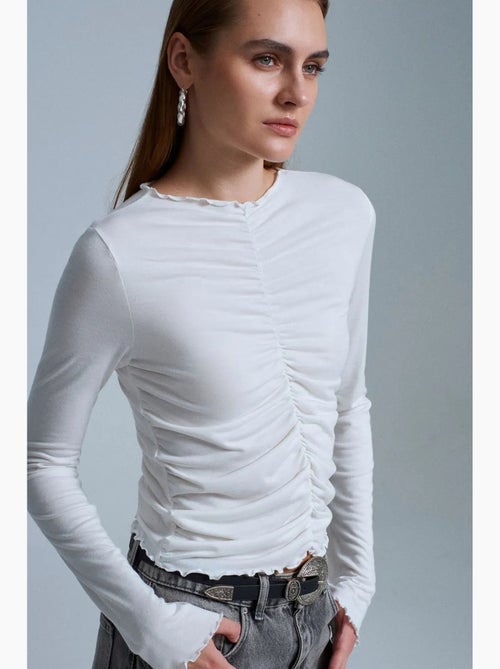 Maglietta jersey maniche lunghe aderente dilvin - Kiabi Maglietta jersey maniche lunghe aderente dilvin - Kiabi