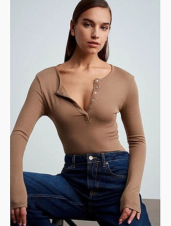 Blusa in jersey a maniche lunghe slim fit dilvin