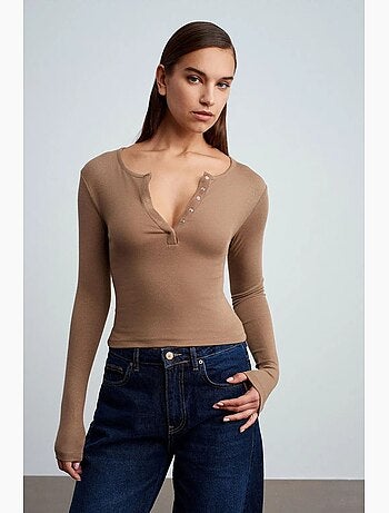 Blusa in jersey a maniche lunghe slim fit dilvin