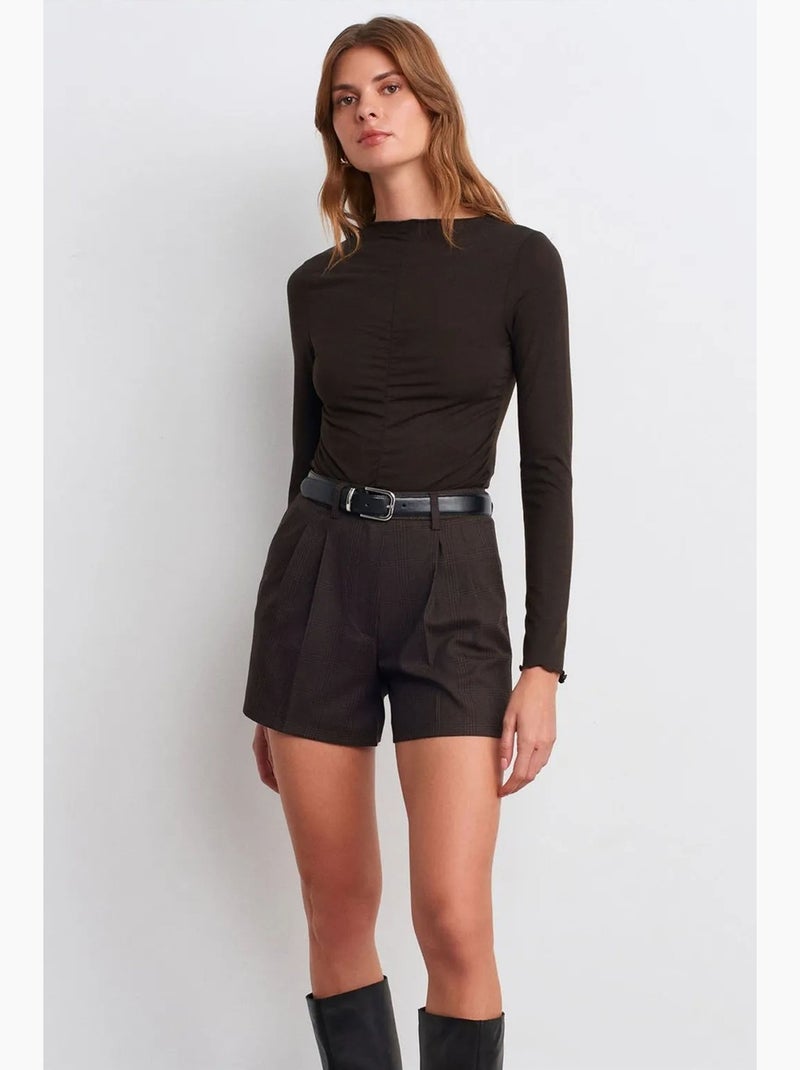 Maglietta jersey maniche lunghe aderente dilvin Marrone cioccolato - Kiabi
