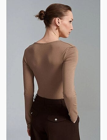 Maglietta jersey scollo v manica lunga dilvin