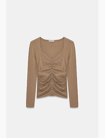 Maglietta jersey scollo v manica lunga dilvin