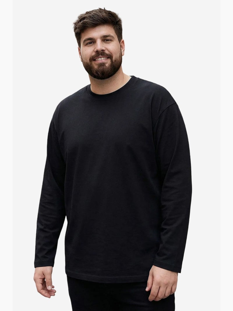 Maglietta manica lunga cotone elastan tommy Nero - Kiabi