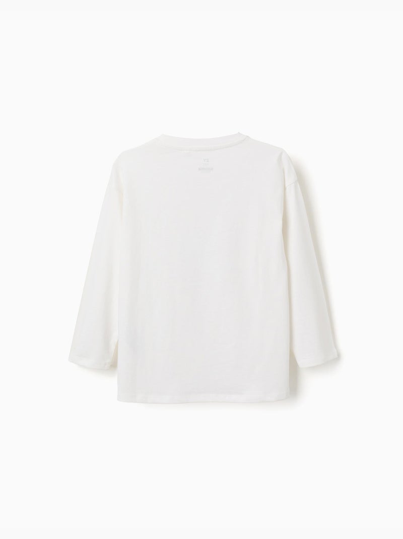 Maglietta manica lunga in cotone con stampa Art of Looking Bianco - Kiabi