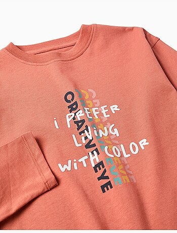 Maglietta manica lunga in cotone con stampa Creative Eye