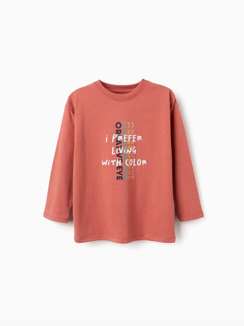 Maglietta manica lunga in cotone con stampa Creative Eye - Kiabi Maglietta manica lunga in cotone con stampa Creative Eye - Kiabi
