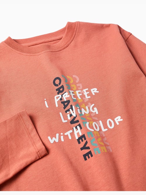 Maglietta manica lunga in cotone con stampa Creative Eye - Kiabi Maglietta manica lunga in cotone con stampa Creative Eye - Kiabi