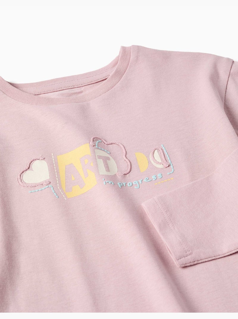Maglietta manica lunga realizzato in cotone con stampa e volant Malva lilla - Kiabi