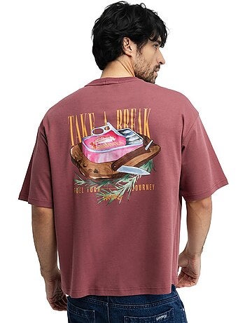 Maglietta oversize a maniche corte da uomo uomo grama burgundy