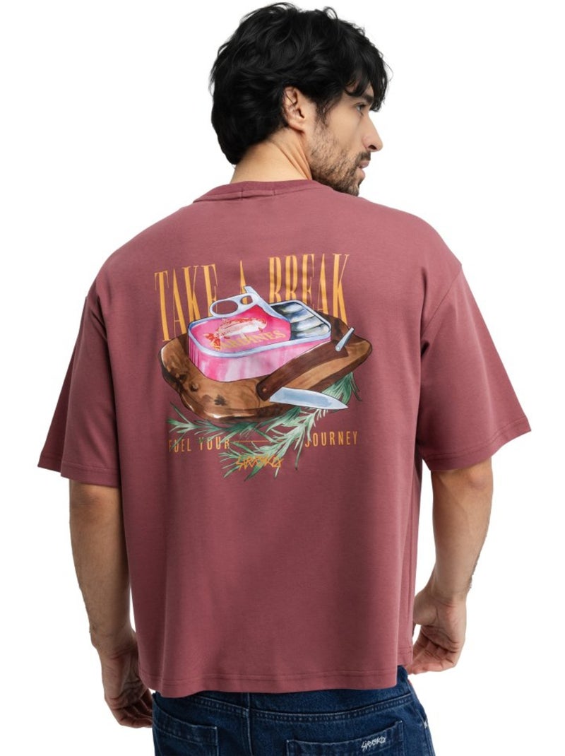 Maglietta oversize a maniche corte da uomo uomo grama burgundy Rosso - Kiabi