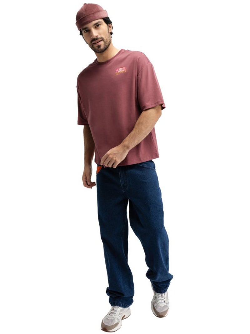 Maglietta oversize a maniche corte da uomo uomo grama burgundy Rosso - Kiabi