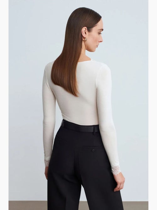 Maglietta pizzo scollo v manica lunga dilvin - Kiabi