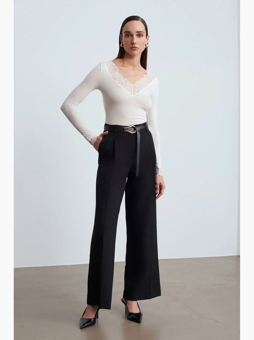 Maglietta pizzo scollo v manica lunga dilvin - Kiabi