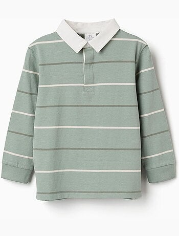 Maglietta polo in cotone a manica lunga con righe brothers & sisters