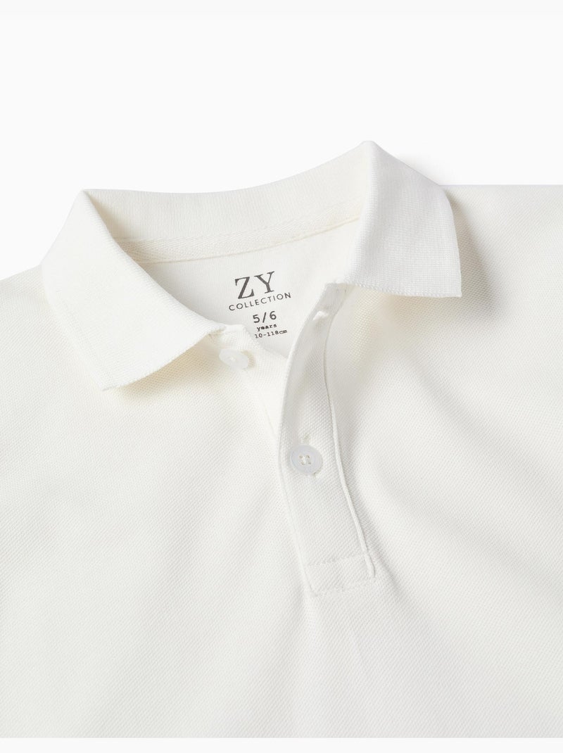 Maglietta polo in piqué di cotone a manica corta Bianco - Kiabi