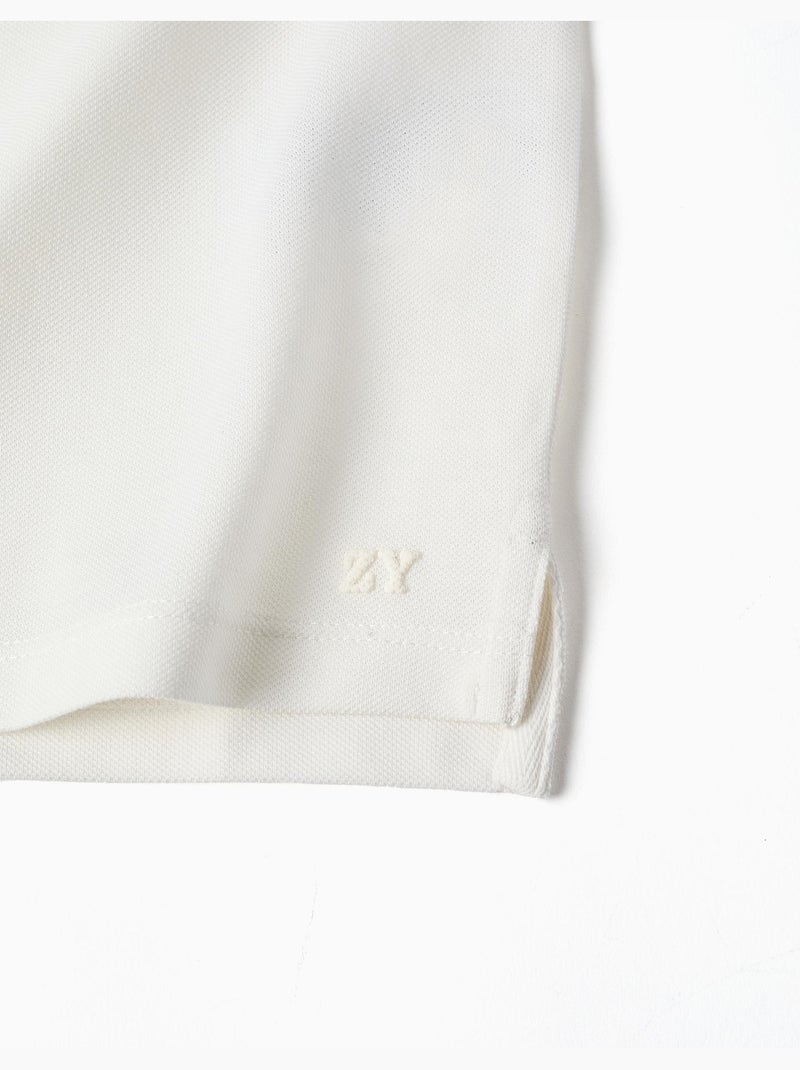 Maglietta polo in piqué di cotone a manica corta Bianco - Kiabi