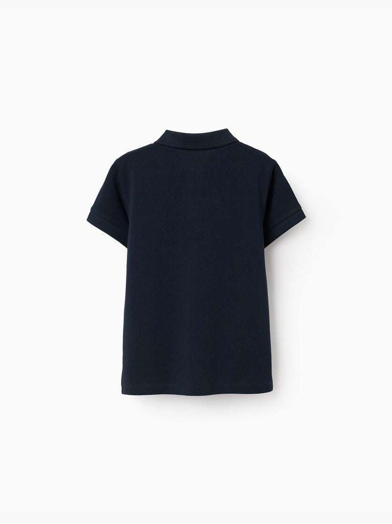 Maglietta polo in piqué di cotone a manica corta Blu scuro - Kiabi