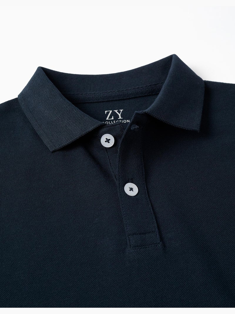 Maglietta polo in piqué di cotone a manica corta Blu scuro - Kiabi
