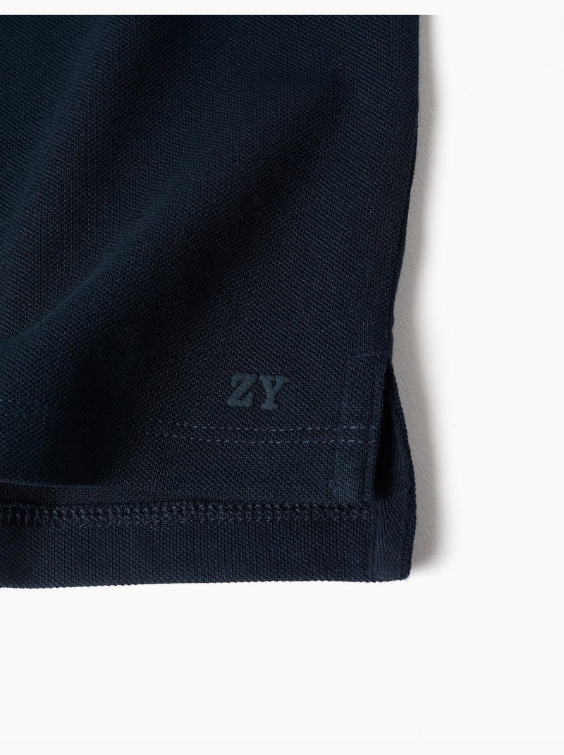 Maglietta polo in piqué di cotone a manica corta Blu scuro - Kiabi