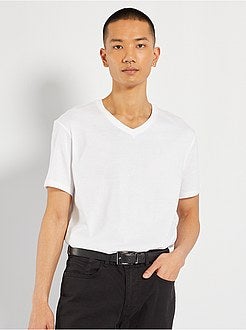 Maglietta regular cotone collo a V - Kiabi