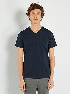 Maglietta regular cotone collo a V - Kiabi