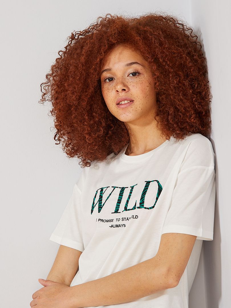 Maglietta ricamo 'wild' BEIGE - Kiabi