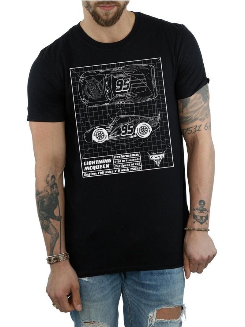Maglietta saetta mcqueen planimetria uomo - cars Nero - Kiabi