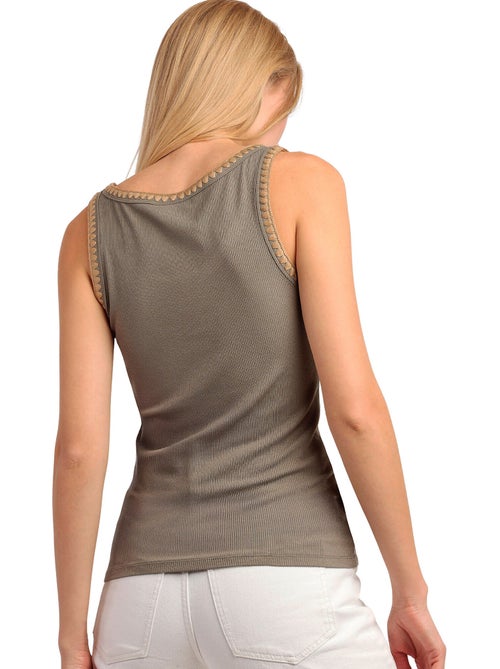 Maglietta senza maniche a coste in filato a contrasto da donna ADMAS - Kiabi Maglietta senza maniche a coste in filato a contrasto da donna ADMAS - Kiabi