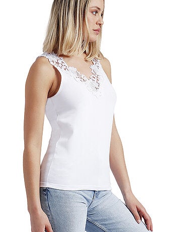 Maglietta senza maniche con scollo a V in guipure ADMAS da donna
