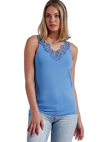 Maglietta senza maniche con scollo a V in guipure ADMAS da donna