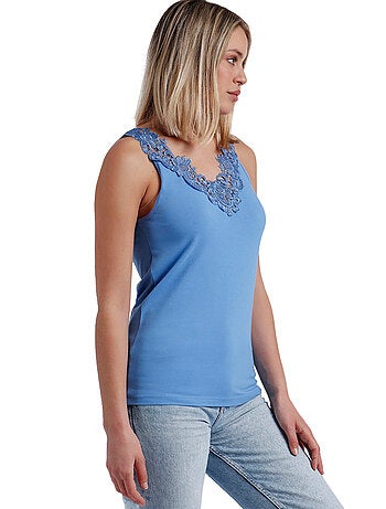 Maglietta senza maniche con scollo a V in guipure ADMAS da donna