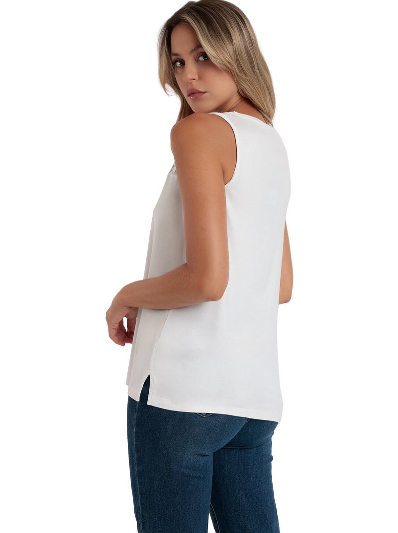 Maglietta senza maniche in pizzo da donna ADMAS Bianco - Kiabi
