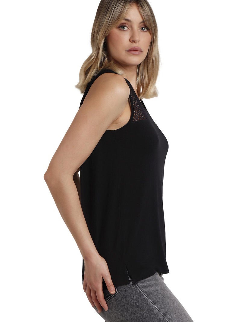 Maglietta senza maniche in pizzo da donna ADMAS Nero - Kiabi