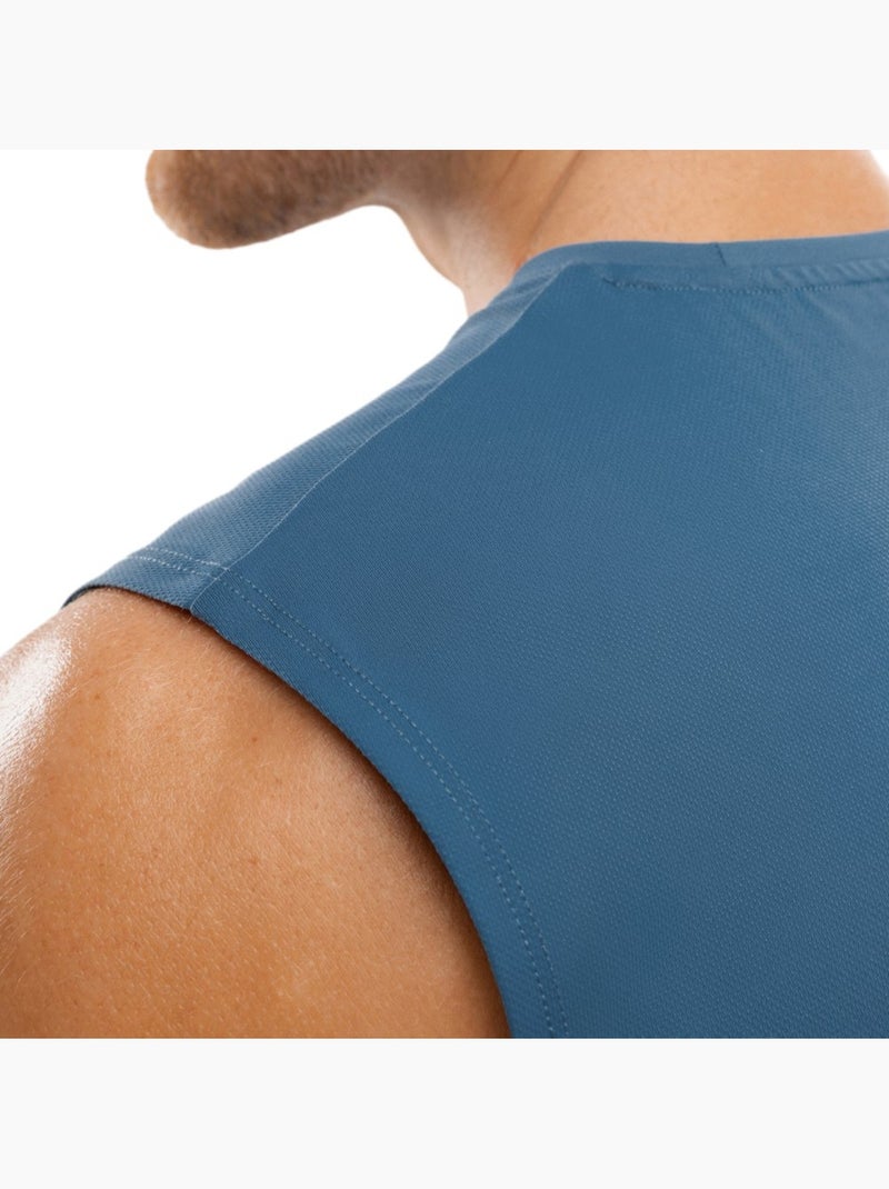 Maglietta smanicata da corsa da uomo fitness uomo paine Blu - Kiabi