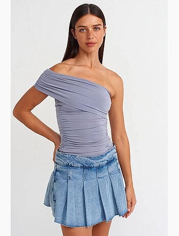 Maglietta spalle scoperte jersey manica lunga dilvin