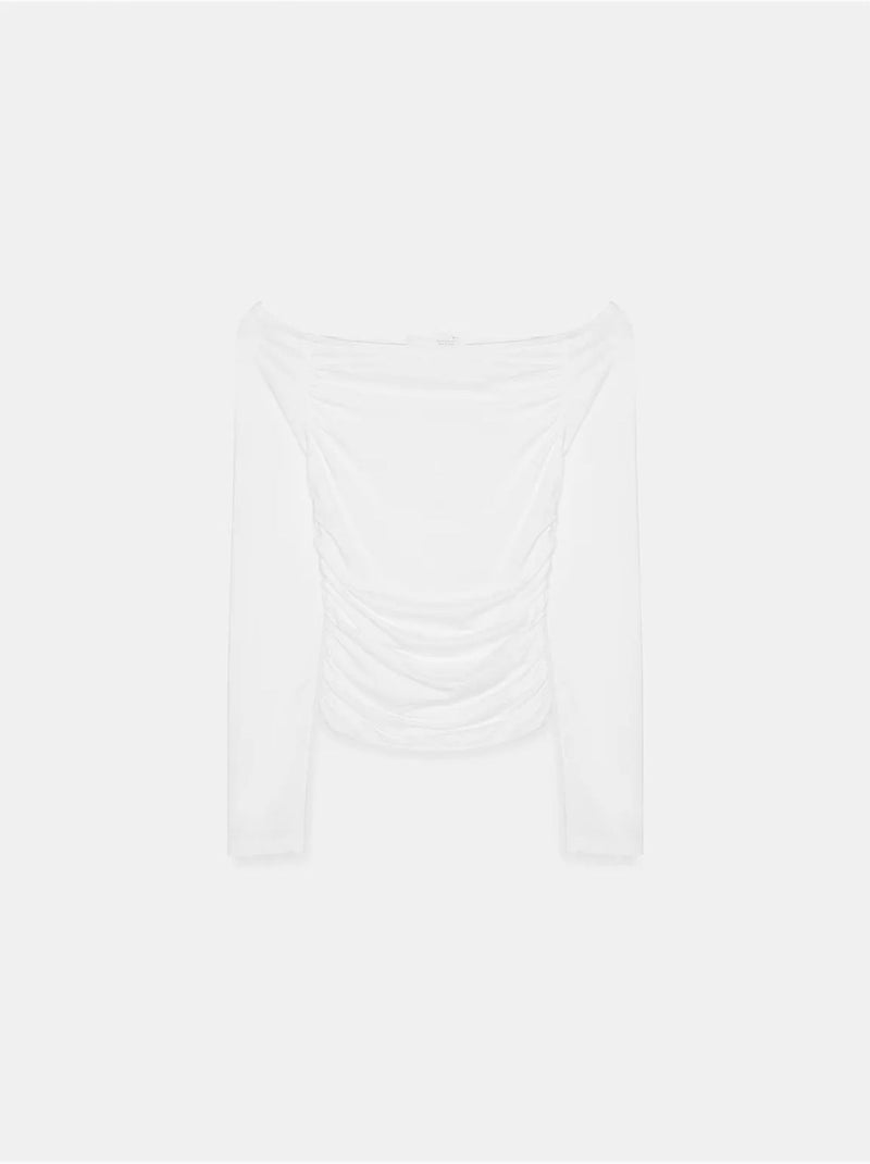 Maglietta spalle scoperte maglia manica lunga dilvin Bianco - Kiabi
