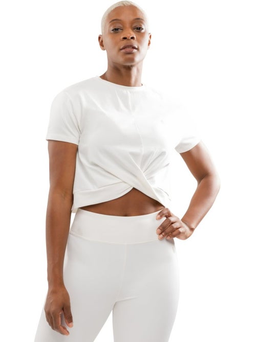 Maglietta sportiva annodata in vita da donna fitness donna space - Kiabi