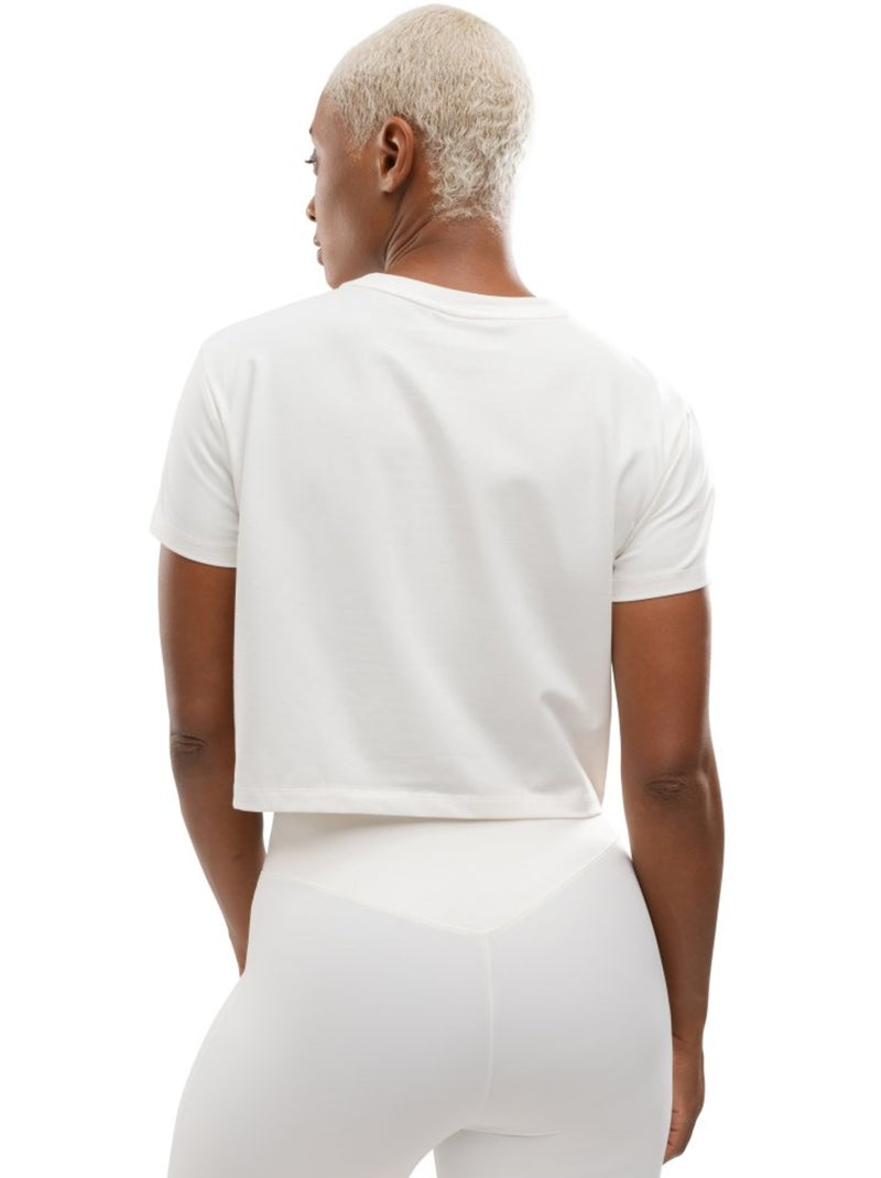 Maglietta sportiva annodata in vita da donna fitness donna space Bianco - Kiabi