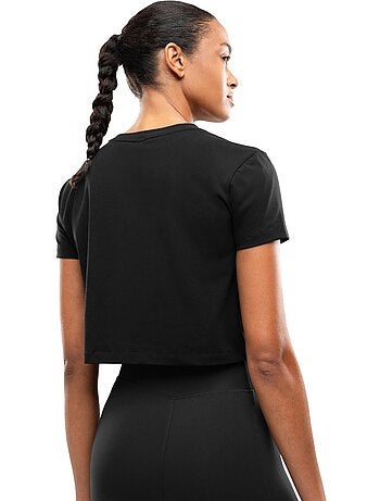 Maglietta sportiva annodata in vita da donna fitness donna space
