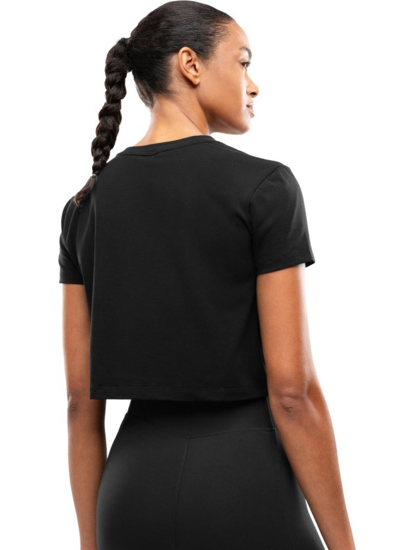 Maglietta sportiva annodata in vita da donna fitness donna space Nero - Kiabi